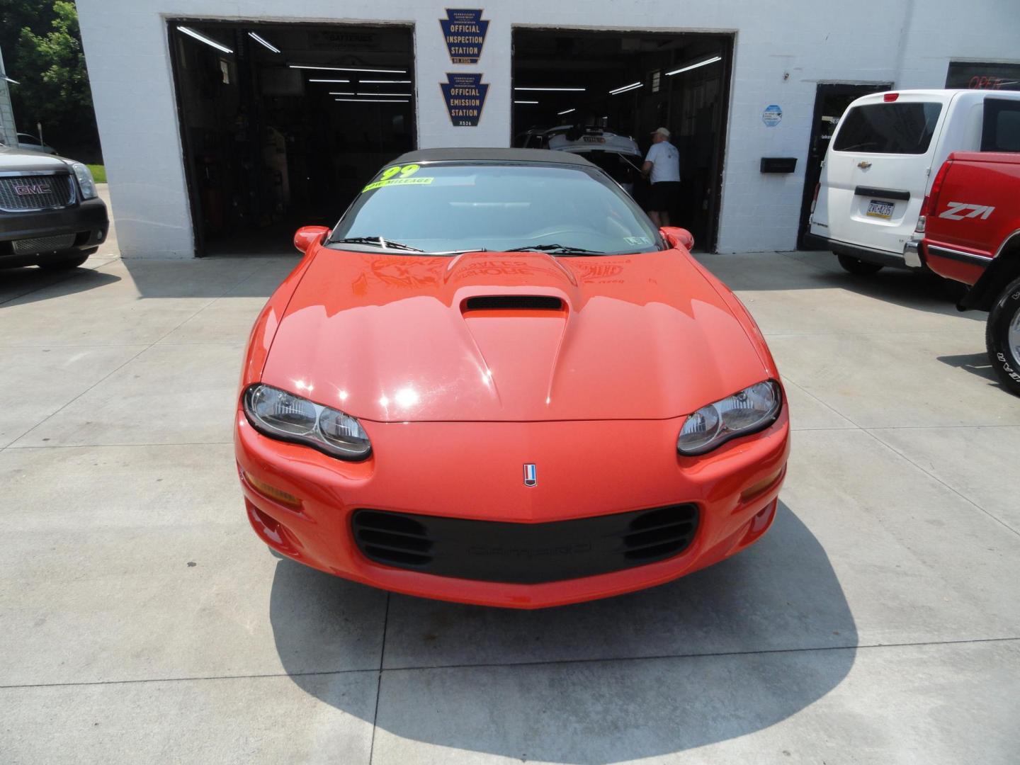 1999 Hugger Orange /Gray Chevrolet Camaro SS (2G1FP32G6X2) with an 5.7L V8 OHV 16V engine, 4-Speed Automatic Overdrive transmission, located at 827 W 26th Street, Erie, PA, 16508, (814) 455-3401, 42.105431, -80.090942 - Thanks for looking at our super clean like new rare low mileage Camaro. This is the SS model with the SLP package in the rare color of Hugger orange. We sold this vehicle a few years back to a collector who recently has some health issues and sold it back to us along with a few others of his collect - Photo#1