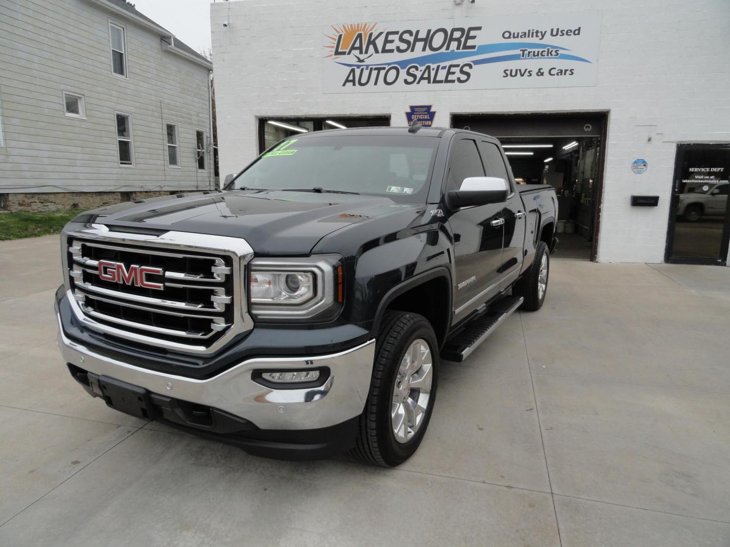 2017 Dark Slate Metallic /Graphite GMC Sierra 1500 SLT (1GTV2NEC4HZ) with an 5.3L V8 OHV 16V engine, 8-Speed Automatic transmission, located at 827 W 26th Street, Erie, PA, 16508, (814) 455-3401, 42.105431, -80.090942 - Thanks for looking at our accident free like new GMC trade in. Please be advised that we sold this truck two months ago and the buyer traded it back in to us on a GMC Denali which is what he originally wanted and also be advised that these are two month old pictures and the current mileage is 99301. - Photo#7