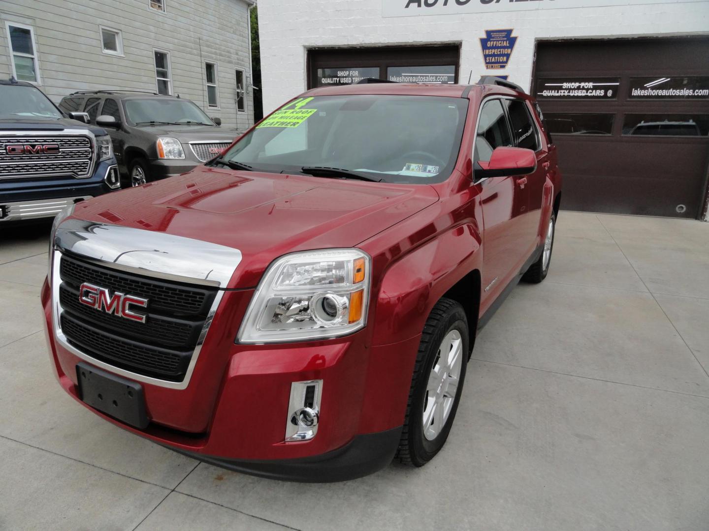 2014 Crystal Claret Tricoat /Graphite GMC Terrain SLT1 AWD (2GKFLXE32E6) with an 3.6L V6 DOHC 24V engine, 6-Speed Automatic transmission, located at 827 W 26th Street, Erie, PA, 16508, (814) 455-3401, 42.105431, -80.090942 - Thanks for looking at our two-owner low mileage accident and rust-free new arrival. This is the SLT model with the 3.6L V6 DOHC 24 Valve V-6, all-wheel drive, a power heated front drivers seat, leather seating, power sunroof, power lift gate, factory remote start, rear camera Bluetooth, both keys an - Photo#7
