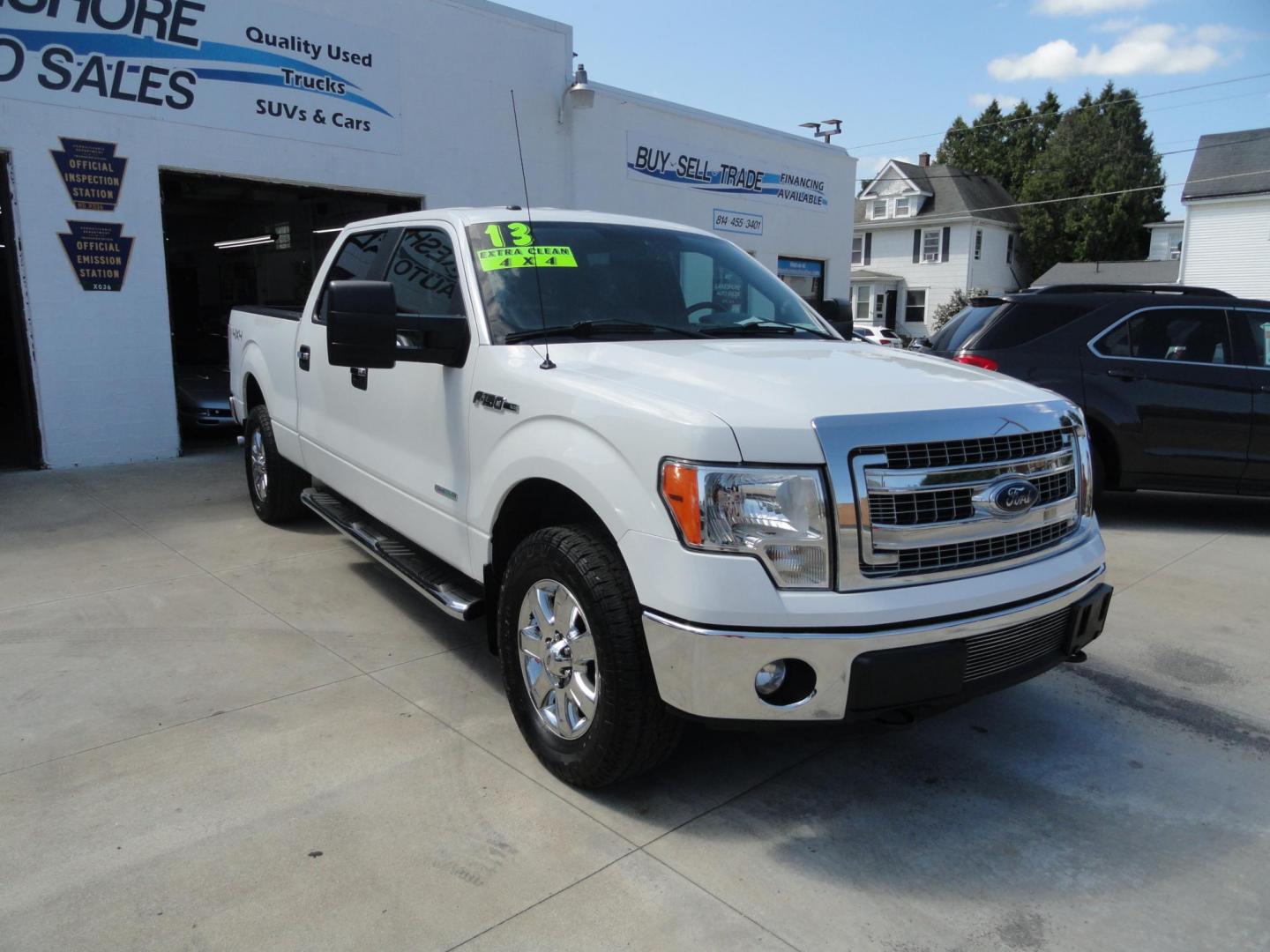 2013 Oxford White /Greystone Ford F-150 XLT SuperCrew 6.5-ft. Bed 4WD (1FTFW1ET5DF) with an 3.5L V6 TURBO engine, 6-Speed Automatic transmission, located at 827 W 26th Street, Erie, PA, 16508, (814) 455-3401, 42.105431, -80.090942 - Thanks for looking at our super clean rust and accident-free new arrival. This is the XLT Super Crew model with four-wheel drive, power drivers seat, power pedals, power rear sliding window, remote start, rear back up camera, rear parking sensors, the factory chrome package and lots more. This truck - Photo#0