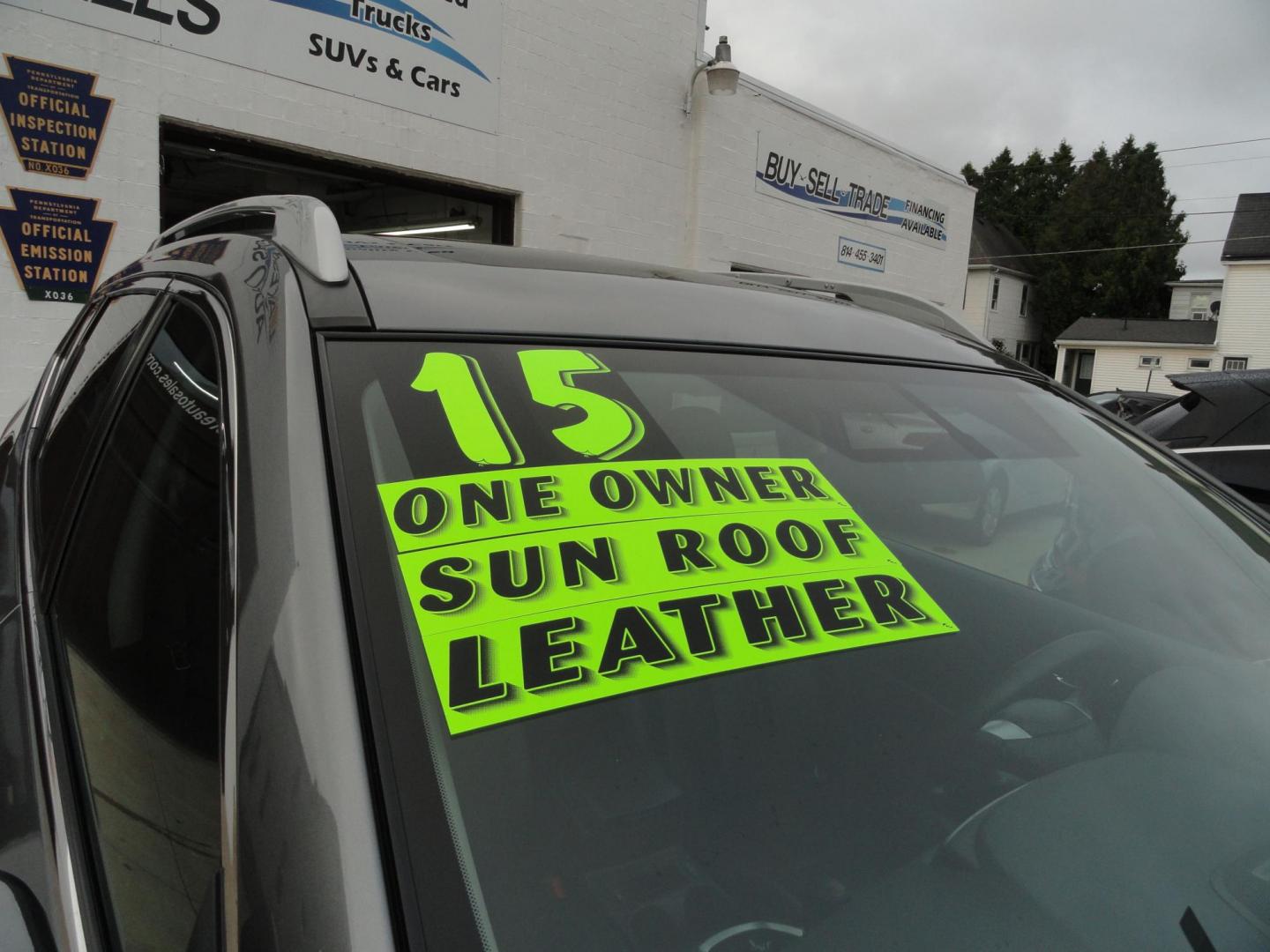 2015 Gun Metallic /Jet Black Nissan Rogue SL (5N1AT2MV1FC) with an 2.5L L4 DOHC 16V engine, Continuously Variable Transmission transmission, located at 827 W 26th Street, Erie, PA, 16508, (814) 455-3401, 42.105431, -80.090942 - Thanks for looking at our own owner, nonsmoker, accident and rust-free new Nissan trade. This is the SL model with all wheel drive, panoramic sunroof, power drivers seat, power lift gate, passive entry, heated front seats, push button start, back up camera with surround cameras, navigation, blind sp - Photo#2