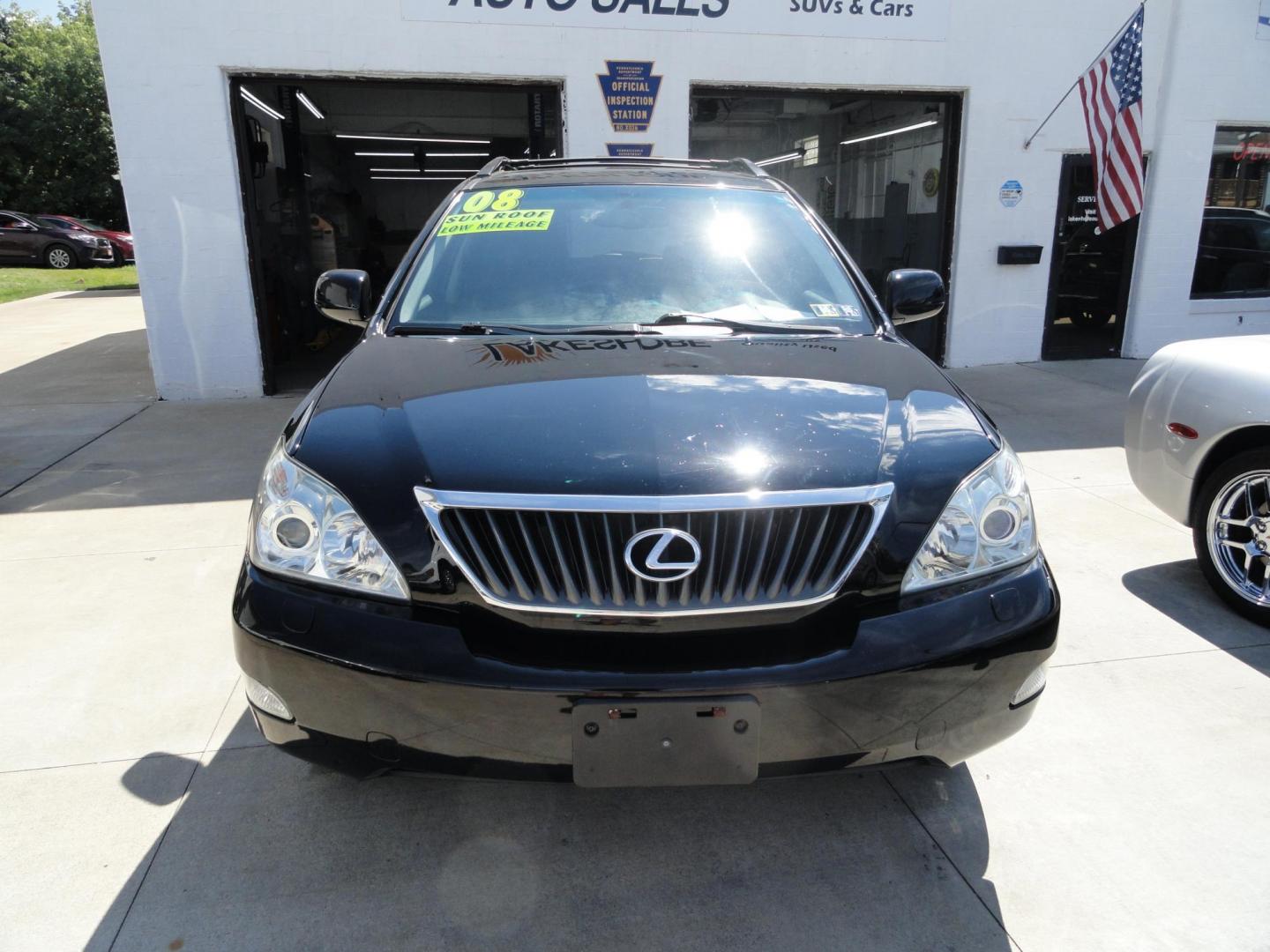 2008 Black Onyx /Jet Black Lexus RX 350 RX350 (2T2HK31U78C) with an 3.5L V6 engine, 5-Speed Automatic Overdrive transmission, located at 827 W 26th Street, Erie, PA, 16508, (814) 455-3401, 42.105431, -80.090942 - Thanks for looking at our LOW MILEAGE two-owner accident and rust-free new arrival. This is the all-wheel drive model with all the options and as most of you know this is a high-end Toyota with a 6-cylinder motor. A full service was just completed in our service department with new Pa state and emis - Photo#1