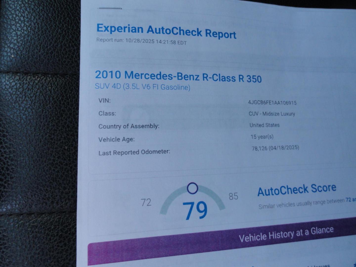 2010 Iridium Silver Metallic /Black Mercedes-Benz R-Class R350 4MATIC w/ 3rd Row (4JGCB6FE1AA) with an 3.5L V6 DOHC 24V engine, 7-Speed Automatic transmission, located at 827 W 26th Street, Erie, PA, 16508, (814) 455-3401, 42.105431, -80.090942 - Thanks for looking at our super clean, low mileage rust free and accident-free recent arrival. This is the R350 4Matic 7 passenger with heated leather seats, panoramic sunroof, back up camera, navigation, both remotes and keys, the factory owners' manuals and factory floor mats. A recent service was - Photo#57