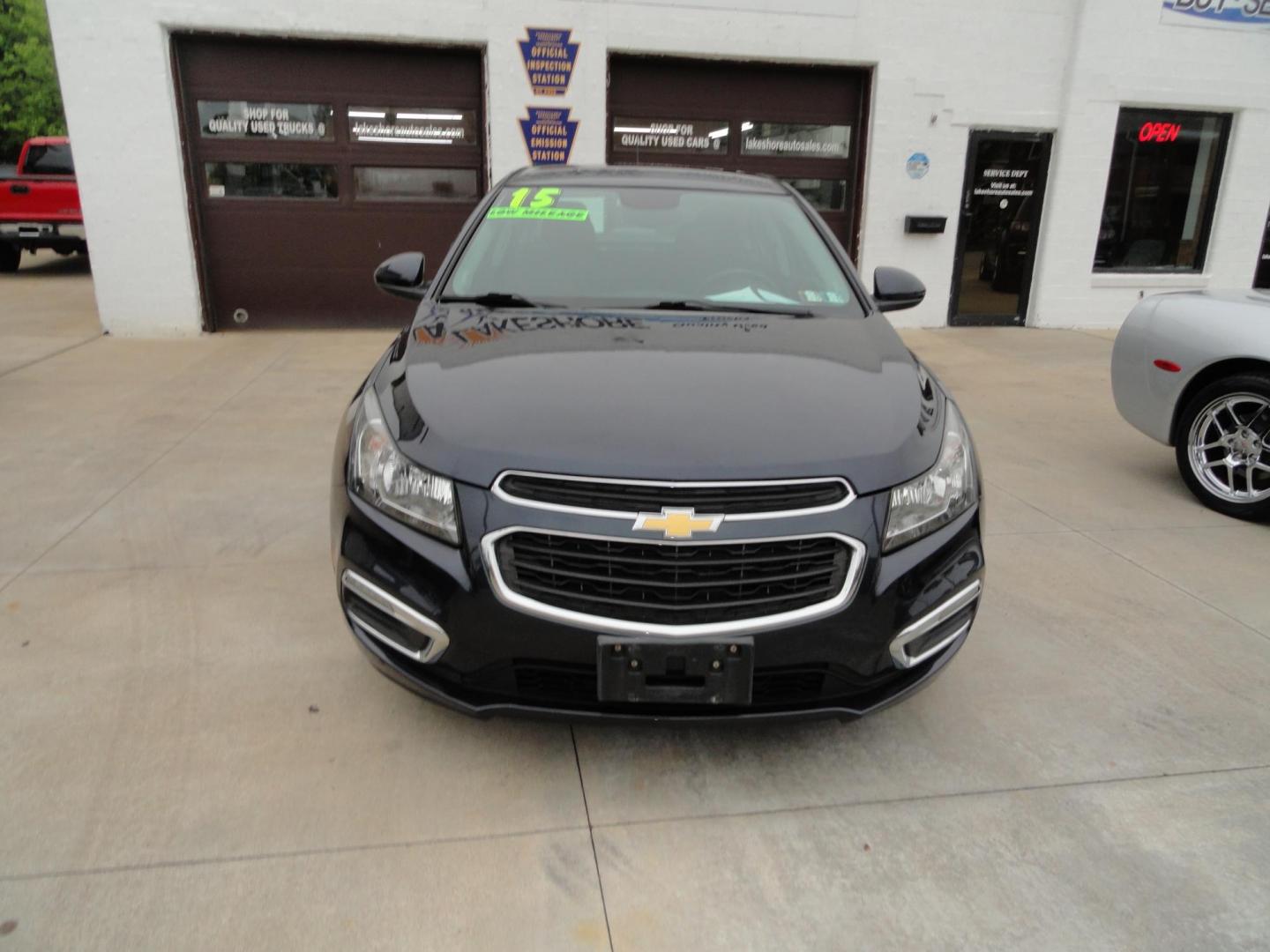 2015 Blue Ray Metallic /Graphite Chevrolet Cruze 1LT Auto (1G1PC5SB9F7) with an 1.4L L4 DOHC 16V TURBO engine, 6-Speed Automatic transmission, located at 827 W 26th Street, Erie, PA, 16508, (814) 455-3401, 42.105431, -80.090942 - Thanks for looking at Grandma's low mileage like new accident-free new Chevy trade. This is the LT model with lots of toys including a power drivers seat, factory remote start, Bluetooth, XM radio and lots more. A full service was just completed in our service department with new Pa state and emissi - Photo#1