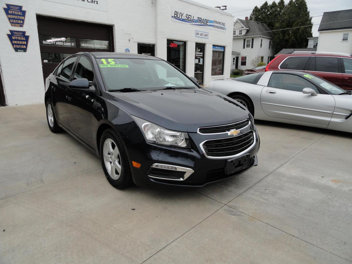 2015 Blue Ray Metallic /Graphite Chevrolet Cruze 1LT Auto (1G1PC5SB9F7) with an 1.4L L4 DOHC 16V TURBO engine, 6-Speed Automatic transmission, located at 827 W 26th Street, Erie, PA, 16508, (814) 455-3401, 42.105431, -80.090942 - Thanks for looking at Grandma's low mileage like new accident-free new Chevy trade. This is the LT model with lots of toys including a power drivers seat, factory remote start, Bluetooth, XM radio and lots more. A full service was just completed in our service department with new Pa state and emissi - Photo#0