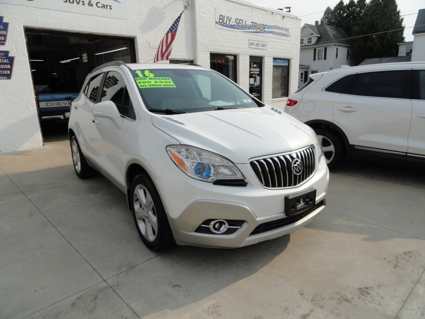 2016 While Pearl Tricoat /Titanium Buick Encore Convenience AWD (KL4CJFSB8GB) with an 1.4L L4 DOHC 16V TURBO engine, 6-Speed Automatic transmission, located at 827 W 26th Street, Erie, PA, 16508, (814) 455-3401, 42.105431, -80.090942- Photo#0