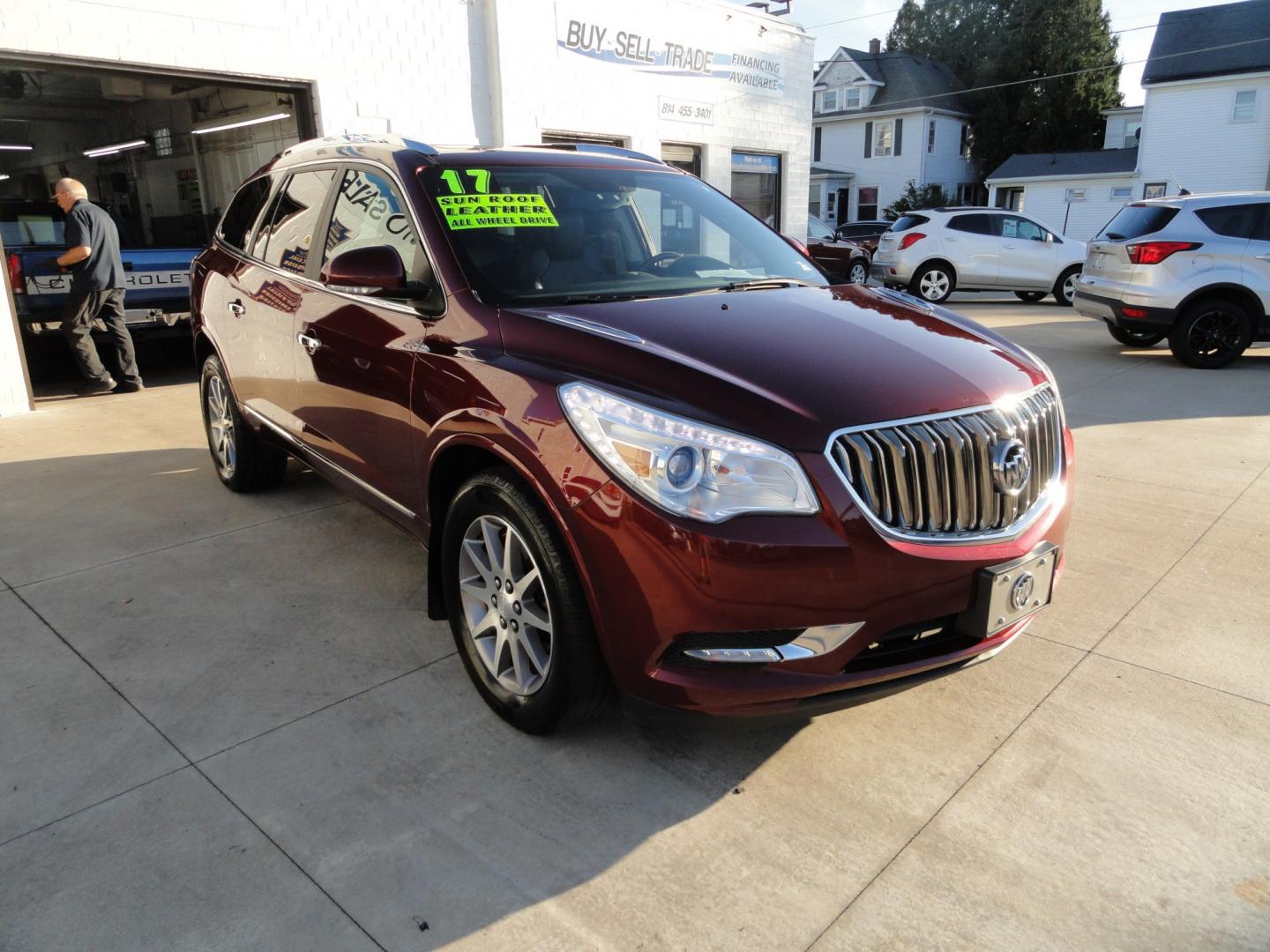 2017 Crismon Red metallic /Jet Black Buick Enclave Leather AWD (5GAKVBKD9HJ) with an 3.6L V6 DOHC 24V engine, 6-Speed Automatic transmission, located at 827 W 26th Street, Erie, PA, 16508, (814) 455-3401, 42.105431, -80.090942 - Thanks for looking at our super clan rust free new arrival. This is the Enclave model with all wheel drive, power heated seats, power sunroof, remote start, passive entry, remote start,blind spot monitor Bluetooth, back up camera and lots more. A full service was just completed in in our service dep- Photo#0