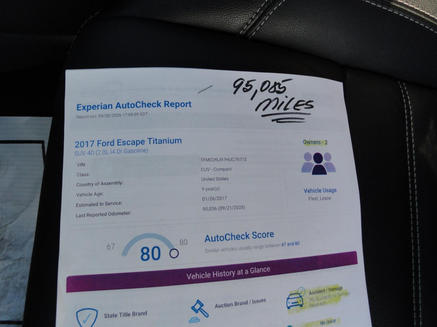 2017 White Gold Metallic /Black Ford Escape Titanium 4WD (1FMCU9J97HU) with an 2.0L L4 DOHC 16V engine, 6-Speed Automatic transmission, located at 827 W 26th Street, Erie, PA, 16508, (814) 455-3401, 42.105431, -80.090942 - Thanks for looking at our extra clean accident and rust free two owner recent arrival. This is the top-of-the-line Titanium four-wheel drive model that's in like new condition with no paint or body damage and the nonsmoker interior is like new also, plus it comes with all the options available inclu- Photo#60