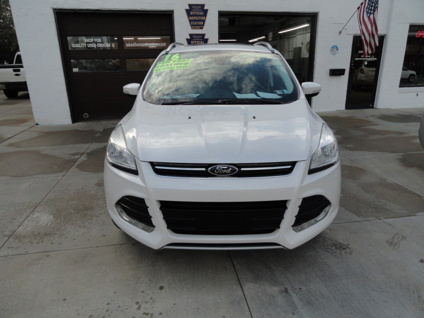 2016 White Platinum Metallic /Tan Ford Escape Titanium 4WD (1FMCU9J92GU) with an 2.0L L4 DOHC 16V engine, 6-Speed Automatic transmission, located at 827 W 26th Street, Erie, PA, 16508, (814) 455-3401, 42.105431, -80.090942 - Thanks for looking at our super clean two owner accident-free recent arrival. This is the Titanium model with four-wheel drive and pretty much has all the options that were available in the 2016 model year. A full service was just completed in our service department with new Pa state and emissions i- Photo#1