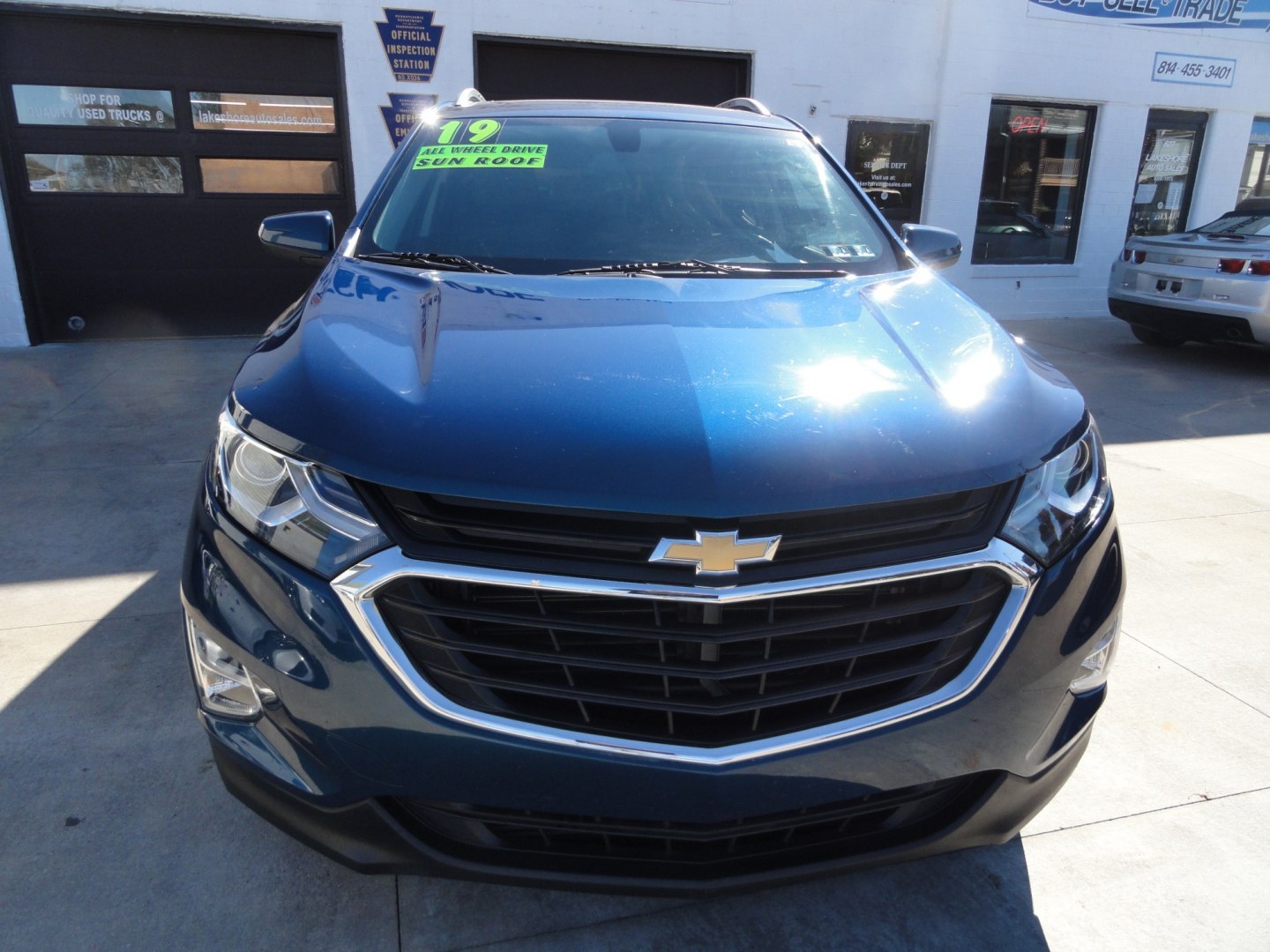 2019 Pacific Blue metallic /Medium Ash Gray Chevrolet Equinox LT AWD (3GNAXUEV3KL) with an 1.5L L4 DOHC 16V TURBO engine, 6-Speed Automatic transmission, located at 827 W 26th Street, Erie, PA, 16508, (814) 455-3401, 42.105431, -80.090942 - Thanks for looking at our ONE owner accident and rust-free super clean local trade in. This is the LT model with all wheel drive, power drivers seat, keyless entry with push button start, remote start, heated seats, back up camera, navigation, panoramic sunroof, blind spot monitor and lots more plus- Photo#1